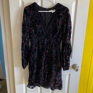 Floral burnout velvet dress